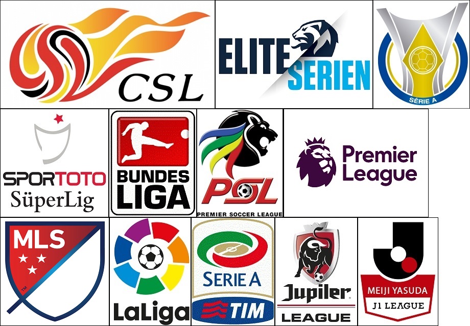 This is a picture with some of the logos from the biggest leagues in the world.